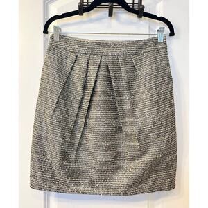 Tabitha Anthropologie Womens Avant Tweed Metallic Pleated Skirt Lined Gray 6